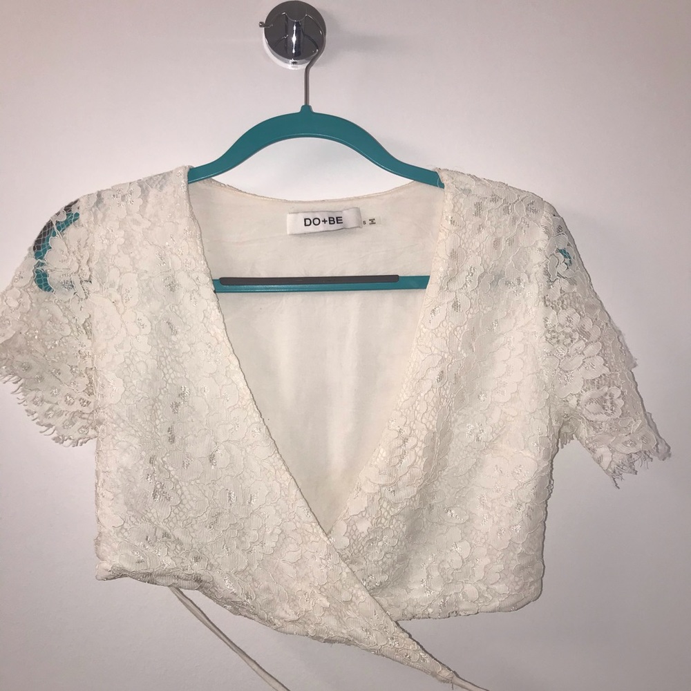 White Lace Cropped Top